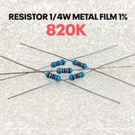 (10 PCS) RESISTOR 1/4W 1/4WATT 820K 820K KILO MF 1% ROHS