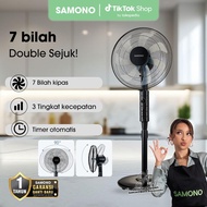 Samono SW-SF16B Stand Fan 16 Inch 7 Blade Copper Motor 3 Speed 60min Timer Oscillating Black