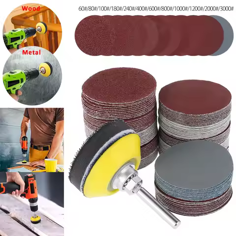 12-142Pcs Sandpaper Sanding Disc Pad For Drill Grinder Abrasive Sheets Rotary Tools Accessories Meta