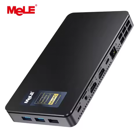 MeLE Overclock X2 Mini PC,N150 16GB 512GB Micro Desktop Computer, 4K Triple Display, All-in-one USB-