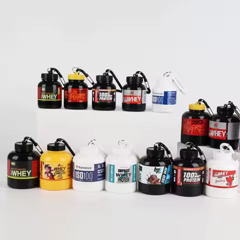 Portable Mini Protein Powder Bottle with Whey Keychain Health Funnel Medicine Box Small Water Cup, O