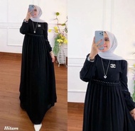 Gamis wanita dewasa Gamis kondangan putih polos bahan Moscrepe Premium Baju gamis Aurora Dress
