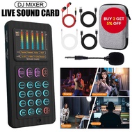 Portable handheld live streaming sound card device with voice changing function, audio mixer, suitab