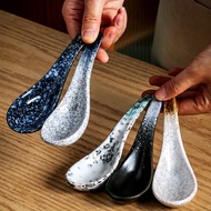 Ceramic Spoon Kiln-Changed Retro Eating Spoon Rice Spoon Small Soup Spoon Japanese Restaurant Noodle