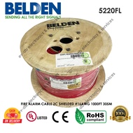 Belden 5220FL Fire Alarm Cable, Fire Rated Cable 16AWG-2C, 1000ft 305m, Solid, Shielded, Red, ev-db