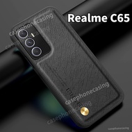 Realme C 65 Leather Texture Casing For Realme C65 RealmeC65 C 65 65C Realmy 2024 Phone Case Shockpro