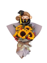 畢業花束 畢業公仔 氣球 畢業氣球 向日葵花束 向日葵鮮花花中束