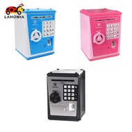 LAHOMIA Kids Piggy Bank Small ATM Machine with Auto Grab Bill Slot, Money Saving Box for Children