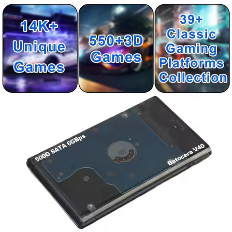 Portable Retro Game Emulator Console Batocera v40 500GB with 14.5K Games 550 3D Games 39 Systems USB