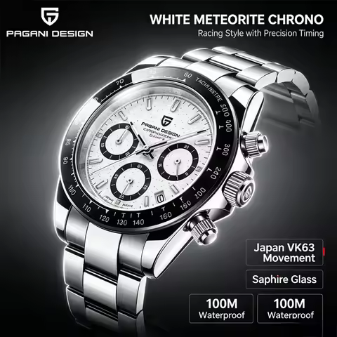 PAGANI DESIGN PD1644 Men's VK63 Quartz Chronograph Watch Sapphire Glass Stainless Steel 100M Waterpr
