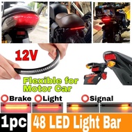 1pcs Motorcycle Flexible 48 LED Light Bar Strip Brake Signal DRL motor car number plate belakang lampu 115 125 axia alza