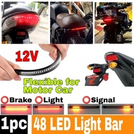 1pcs Motorcycle Flexible 48 LED Light Bar Strip Brake Signal DRL motor car number plate belakang lam