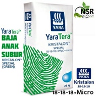 Baja Subur YaraTera KRISTALON GREEN SPECIAL 18-18-18+Micro | Water Soluble | 1KG Repack