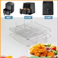 2-Layers Air Fryer Rack Stackable Grid Grilling Rack for 4.2-5.8QT Air Fryer Kitchen Oven Steamer Co