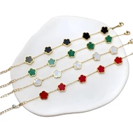 Lucky Clover Stainless Steel Shell Plant Five Leaf Flower Four-Leaf Clover Adjustable Bracelet Ladie