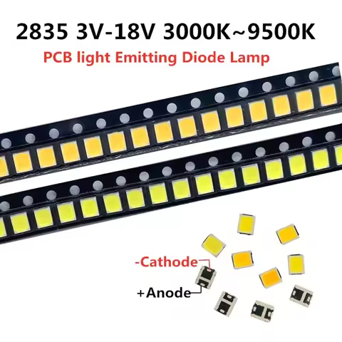 100pcs High Brightness 2835 SMD LED Chip 1W 18V 9V 6V 3V 130lM Cool Cold Nature White LED 3000K 4000