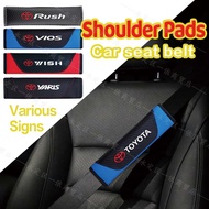 Car Seat Belt Cover For Toyota Wish Vios Hilux Rush Avanza Altis Camry Innova Harrier Yaris Chr Cross Axio Fortuner Carbon Fiber Car Seatbelt Cover Leather