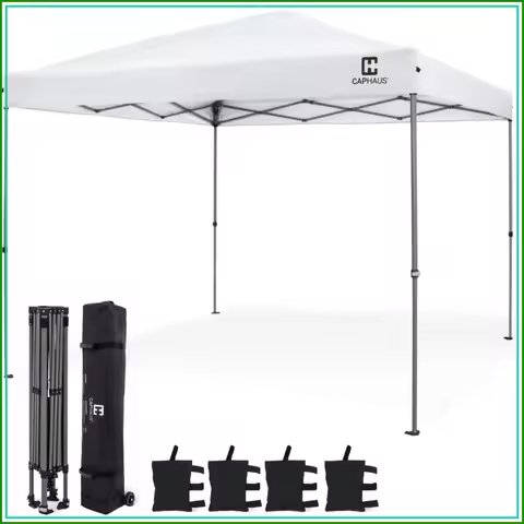 Patented One-Push Pop Up Canopy Tent 10x10, Heavy-Duty Steel Frame, 400D Waterproof, Wheeled Bag
