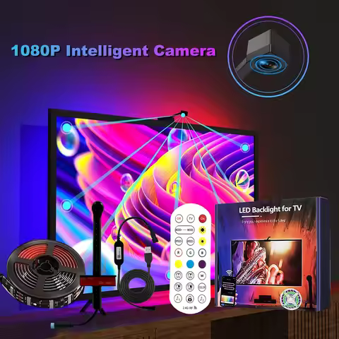 LED TV Backlight Strip With Camera AR Color Sensor Collects Sync Music USB RGBIC light strip For 55-