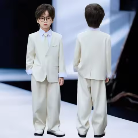 Handsome Boy's Suit Set Flower Boy Formal Wedding Wear Children's Spring/Summer Host Piano Performan