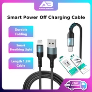 Alpha Borong Sikenai Auto Power Off Charging Cable USB to Type C Micro Fast Sync Data Cable Smart Di