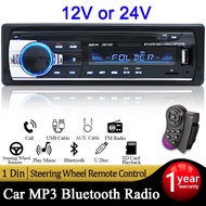 Car Stereo Bluetooth 1 Din 12V/24V Radio Player Digital FM Audio 1Din Sterio Digital Audio Music 60W
