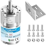 CQRobot 70:1 Metal DC Geared-Down Motor 37Dx54.8L mm 6V or 12V with Mounting Bracket Kit. 6V-5W-75RP