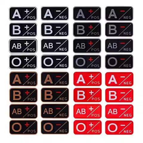5*2.5CM 3D Blood Group Badge Patch A+ B+ AB+ O+ A- B- AB- O- PVC Rubber Emblems,Military Tactical Pa