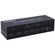 4K HDMI Matrix 4x2 W/ Audio Extractor EDID HDMI Switch Splitter Screen Mirror Video Converter 1080p for PS3 PS4 PS5 DVD Camera PC To TV Monitor Projector 4 In 2 Out Dual Display