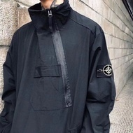 ﹉♨ Stone Island Stone Island Spring and Autumn Workwear Half Zipper Sweater Stand Collar Jacket Mens