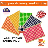 [Round 13mm] Fluo Label Sticker White/Red/Yellow/Blue/Green/Pink/Orange