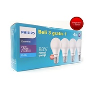 PHILIPS LED ESSENTIAL BULB 9 WATT PACK 3 FREE 1 BULB FITTING E27 9 WATT PACKAGE 3 FREE 1