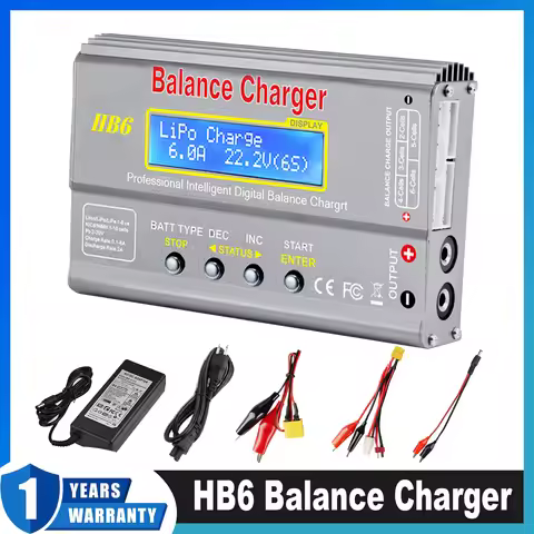 2025 HB6 Balance Charger 80W for Lipo NiMh Li-ion Ni-Cd Battery Digital RC Charger Discharger IMAX B
