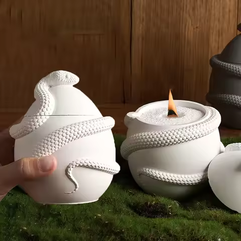 Fun Snake Egg Candle Jar Silicone Molds DIY 3D Easter Egg Shape with Lid Set Making Resin Mould Plas