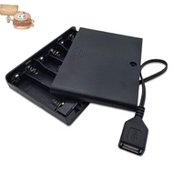 sun 1Pcs USB Mini Power Supply Battery Box With Cover And Switch 6 X AA USB Battery Box For 9V LED S