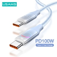 PD100W USAMS TypeC สาย USB สีไล่ระดับสีชาร์จเร็ว100วัตต์ชนิด C เพื่อพิมพ์สายเคเบิ้ล Type C สำหรับ Huawei Samsung Galaxy S20 /Xiaomi Note 7 Redmi Note 8 Note 9S/Macbook Air 2020 Ipad Pro