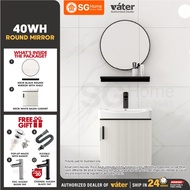 [VATER] 40WH Round Mirror Aluminium Bathroom Cabinet Ceramic Basin Sink Bathroom Basin Toilet Sink Basin Cabinet Sinki