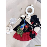 NB300 Set áo yếm chim công 5 chi tiết cho bé gái mặc trung thu