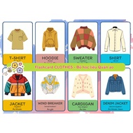 Set of 32 Plastic laminated fashion clothing learning materials - 32 VOCABULARY Flashcard CLOTHES - 