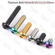 Tgou Titanium Bolt M4x6 8 10 12 15 20mm Button Allen Key Umbrella Head TI ScrewS for Bicycle