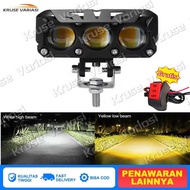 Lampu Sorot Laser Q9 3 Mata Cahaya Kuning Putih Lampu Tembak Led Foglamp CR7 SQL Waterproof Lampu Te