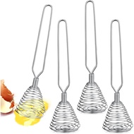 CHENGU 4 Pieces Stainless Steel French Style Spring Whisk, 8.46 Inches x 1.97 Inches, Silver