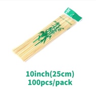 (100pcs) Barbeque Sticks bbq sticksBamboo Sticks Sturdy Disposable Barbecue Fruit Wood Sticks 10