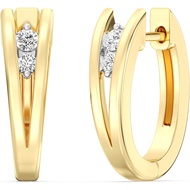 Itsy Bitsy by Gilded 14KT Gold Plated Sterling Silver Diamond Hoop Earrings, 1/6 CTTW, SI1 F-Color L