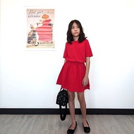 TiDi × ViF 大女童紅色針織拼接洋裝/長版上衣 兩種尺寸