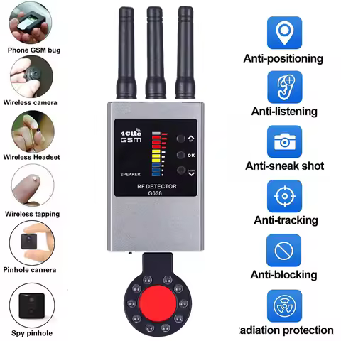 Wireless RF Signal Detector Bug GSM GPS Tracker Mini Camera Finder Camera IR Scanning AI Standby Aut