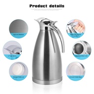 [Ready Stock]  2Lt Euro Style Stainless Steel Thermal Coffee Tea Pot Double Walled Vacuum Hot Water 