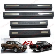 Scuff plate สคัพเพลท ชายบันได นิสสัน นาวาร่า NISSAN NAVARA 2014-2023 ดำด้าน รุ่น 4 ประตู พลาสติกเกรด