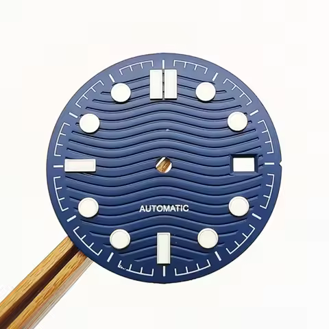 31mm No logo Case Hands Mod Parts Wave Texture Green Lume Watch Dial For Omega Seamaster Seiko NH35/