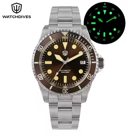 Watchdives WD5513 38mm Sub Watch NH35 Automatic Movement Sapphire Crystal 62mas Luminous Vintage Wat